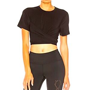 Varley Ruth Crop Top black Tie Back Tee